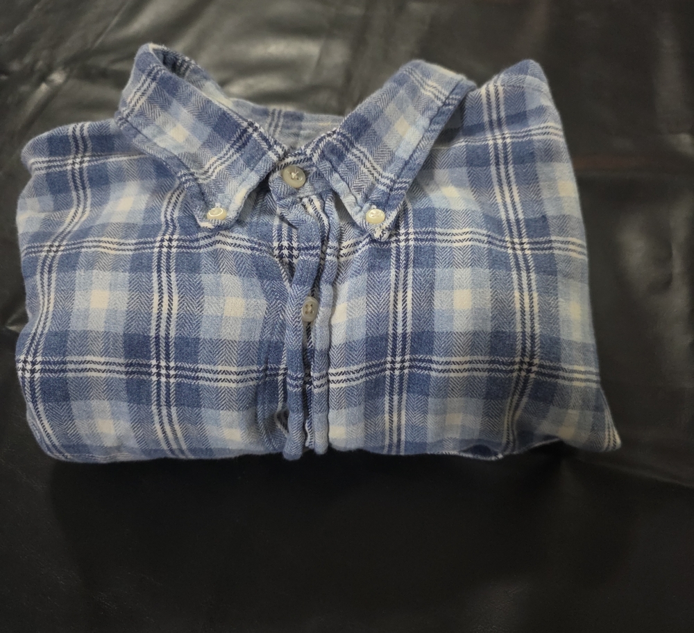 Mens Old Navy Light Blue Plaid Button-Down Shirt Long Sleeve